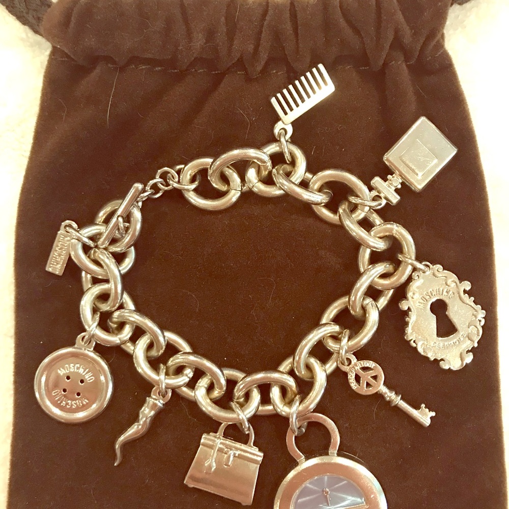 Sterling silver charm bracelet watch
